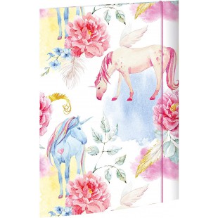 RNK 45327 Chemise a  dessin licorne, 310 x 440 mm, DIN A3, avec fermeture elastique, 1 piece