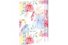 RNK 45327 Chemise a  dessin licorne, 310 x 440 mm, DIN A3, avec fermeture elastique, 1 piece