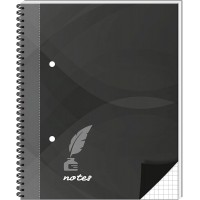 RNK 46759 Notes Carnet spirale a  carreaux avec 96 feuilles 70 g/m² Noir 176 x 216 mm