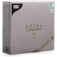 50 Serviettes Royal Collection 1/4 Pli - 40x40cm - Gris