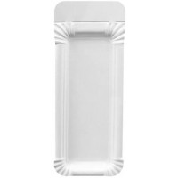 250 Assiettes en Papier/Carton - Blanc - 8x21cm - avec Rebord