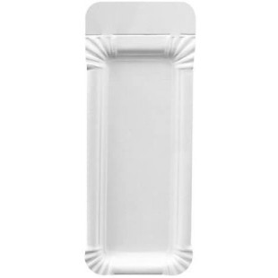 250 Assiettes en Papier/Carton - Blanc - 8x21cm - avec Rebord