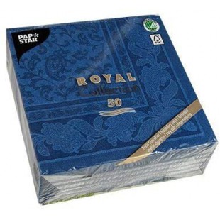 11665 Lot de 50 Serviettes Royal Collection 1/Fibre 40 cm x 40 cm, Bleu fonce avec Motif decoratif