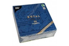 11665 Lot de 50 Serviettes Royal Collection 1/Fibre 40 cm x 40 cm, Bleu fonce avec Motif decoratif