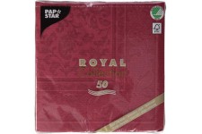 50 Serviettes de Table Collection Royal - pli 1/4 - - 40x40cm - Ornements - Bordeaux