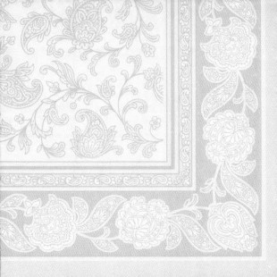 50 Serviettes - Collection Royal - Pli 1/4-40 X 40Cm - Ornements Blancs