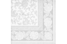 50 Serviettes - Collection Royal - Pli 1/4-40 X 40Cm - Ornements Blancs