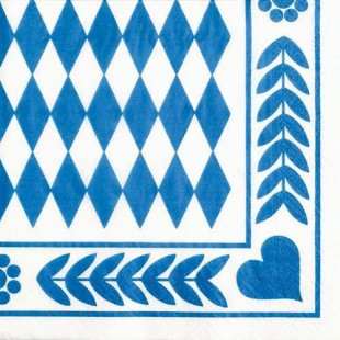  Serviettes a  motifs"losange bleu", 330 x 330 mm
