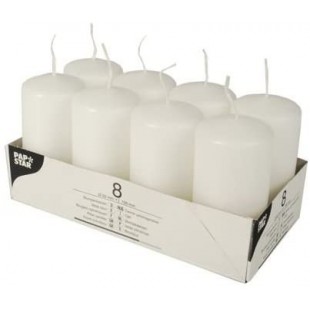 PAPSTAR 17984 Papstar Lot de 8 bougies a  pied Blanc