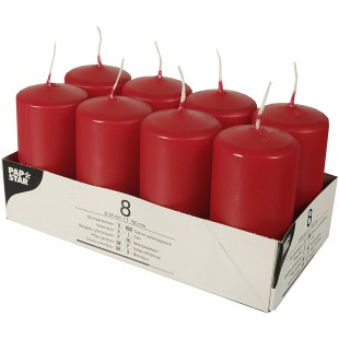 Bougies Paraffine Rouge 50 mm · 100 mm (lot de 8)