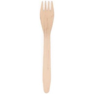 Generique 25 FOURCHETTES Bois BIODeGRADABLE 16CM Naturel