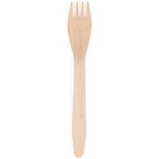 Generique 25 FOURCHETTES Bois BIODeGRADABLE 16CM Naturel