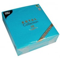 50 Serviettes - Royal Collection - Pli 1/4-40 Cm X 40 Cm - Turquoise