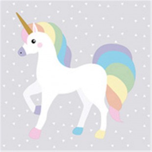 Serviettes a  Motif Licorne, 330 x 330 mm Noir