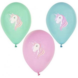  Ballons de baudruche "licorne", couleurs assorties