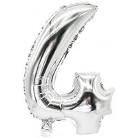 Film Ballon Nombre Ballons"0-9 35 cm x 20 cm argent Fete Mariage Anniversaire Fete d'Anniversaire Zahlenluftballon"4" Silber