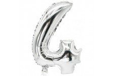 Film Ballon Nombre Ballons"0-9 35 cm x 20 cm argent Fete Mariage Anniversaire Fete d'Anniversaire Zahlenluftballon"4" Silber