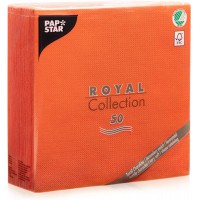 , Lot de 50 serviettes Royal Collection - Pliage 1/4 - 40 x 40 cm - Nectarine - 84813